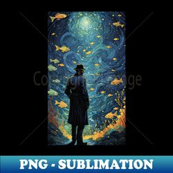 starry night aquarium van gogh-inspired ocean symphony - exclusive png sublimation download