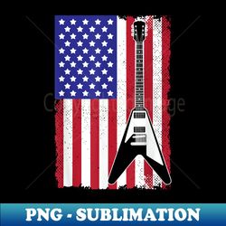 cool american flag guitar guitarist music rock - vintage sublimation png download