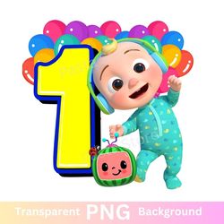 cocomelon 1st birthday png transparent baby one