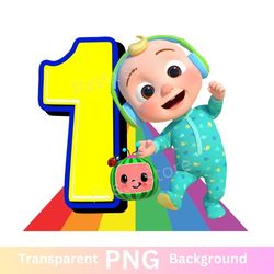 cocomelon 1st rainbow birthday png image baby one