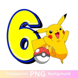 pikachu pokemon 6th birthday png image six