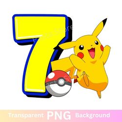 pikachu pokemon 7th birthday png image seven