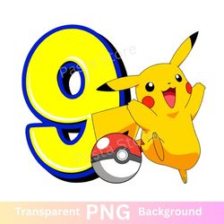 pikachu pokemon 9th birthday png image nine