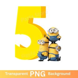 minions 5th birthday png transparent image five