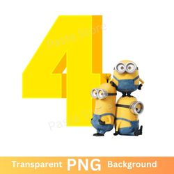 minions 4th birthday png transparent image four