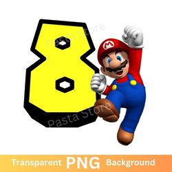 super mario 8th birthday png transparent image eight