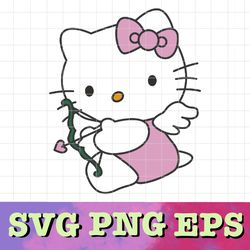 hello kitty svg, kawaii svg, cricut, silhouette vector cut file, hello kitty angel, hello kitty cute, sanrio friends png