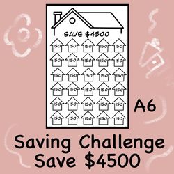 savings challenge 4500 printable tracker files , a6 size, cash budget, save 4500 dollars