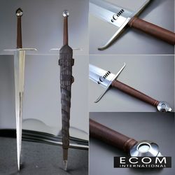 40" custom handmade alexandria sword, battle ready sword, morosini sword, viking longsword with wooden scabbard