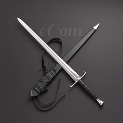 handmade norse madieval broadsword replica sword steel & leather bastard sword with scabbard
