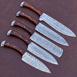 damascus chef set of 5 chef knife - kitchen chef knife set damascus knife christmas gift anniversary gift for him