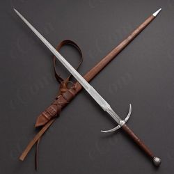 custom hand-forged viking long sword battle ready medieval sword with scabbard.