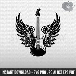 guitar angel wings svg, guitar svg, electric guitar svg