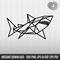 geometric shark svg, shark svg, geometric fish svg