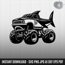 shark monster truck svg, shark svg, monster truck svg