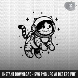 cat astronaut svg, space cat astronaut svg, cute astronaut svg, space cat svg