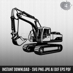 excavator svg, construction vehicle svg, heavy equipment svg