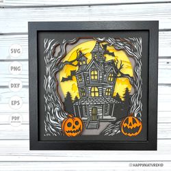 3d haunted house halloween shadow box svg, halloween shadow box svg, spooky svg, halloween decor, svg files for cricut,