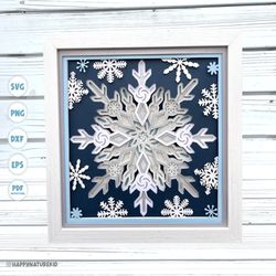 snowflake shadow box svg, layered svg, shadow box svg, 3d svg, mandala svg, svg files for cricut, christmas svg, 3d laye