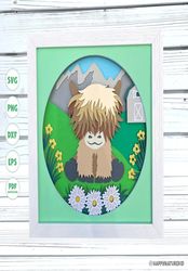 3d highland cow shadow box svg, cute highland cow svg, baby highland cow svg, 3d layered svg, 3d svg, 3d highland cow sv