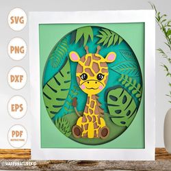 giraffe jungle shadow box svg, 3d giraffe svg, giraffe svg, shadow box svg, cricut svg