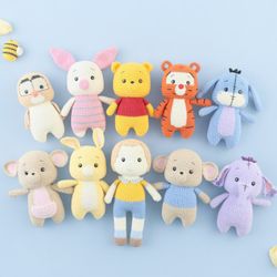 winnie crochet winnie the pooh crochet pattern,winnie the pooh and friends amigurumi pattern pack, crochet toy , 10 in 1