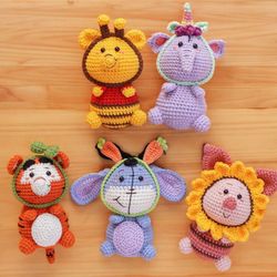 winnie ,winnie the pooh crochet pattern,winnie the pooh and friends amigurumi pattern pack, crochet toy , diy gift idea