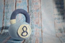 crochet baby kettlebell, fitness photo shoot prop, rattle, gender-neutral baby toy, newborn sports equipment