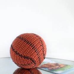 crochet basketball toy, personalized crochet baby rattle, custom embroidered ball, soft basketball for baby, newborn toy