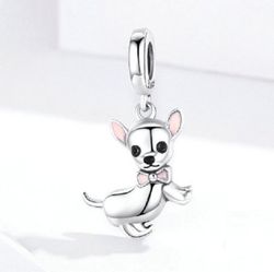 925 sterling silver cute pet chihuahua dog pendant charm fit women bracelets necklaces charms fits european women charm