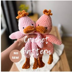 No-Sew Duck Snuggler Crochet PATTERN || Duck Amigurumi Snuggler Pattern | Lovey Duck Crochet Pattern, instant download