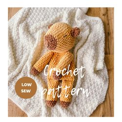 Capybara crochet pattern snuggler, lovey capybara plushie pattern, instangt download, lovey snuggler