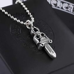 chrome hearts necklace, chrome hearts dice necklace with dagger in silver