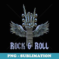 rock on guitar neck rock & roll skeleton hand concert band - premium png sublimation file