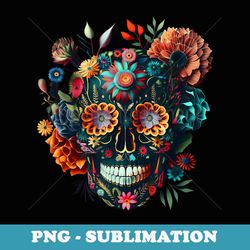 colorful mexican skull patterns flowers halloween catrina - exclusive png sublimation download