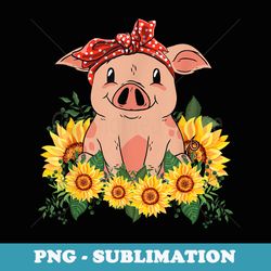 cute pig bandana sunflower - png transparent sublimation file