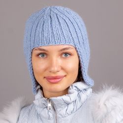 wig hat, adult bonnet, bonnet. light blue color