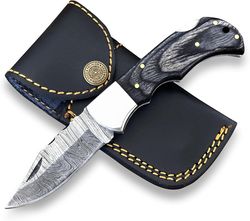 damascus steel pocket folding knife handmade premium quality knives 6.5'' small pocket knife for outdoor, camping.