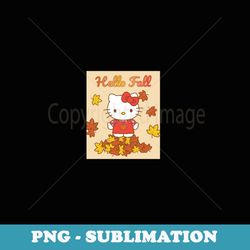 hello kitty hello fall autumn harvest season leaves - aesthetic sublimation digital file