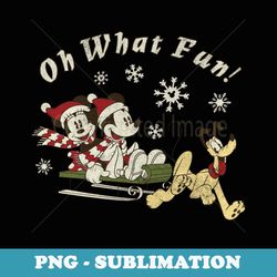 disney mickey minnie and pluto oh what fun christmas sled - premium png sublimation file