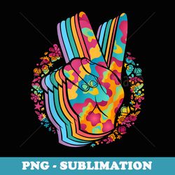 peace hand tie dye finger freedom hippie flower child - artistic sublimation digital file