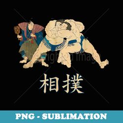 sumo wrestlers by utagawa kunisada with word sumo - signature sublimation png file