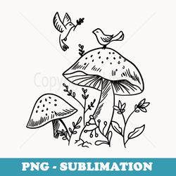 cottagecore fairycore grunge mushrooms and birds - png sublimation digital download