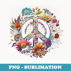 peace hand tie sign of freedom hippie flower child - retro png sublimation digital download
