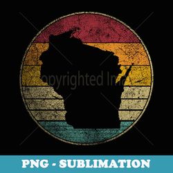 wisconsin vintage distressed retro style silhouette state 1 - high-resolution png sublimation file