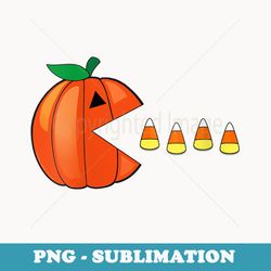 s funny halloween pumpkin eating candy corn - sublimation png file