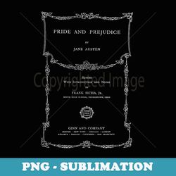 pride and prejudice jane austen book vintage cover page - png sublimation digital download