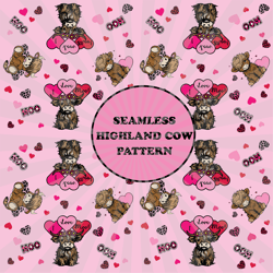 highland cow seamless pattern, highland cow png, highland cow pattern