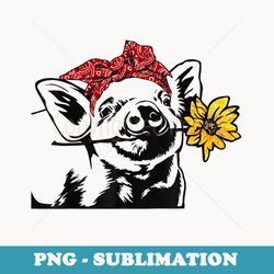 pig bandana headband and sunflower cool farm animal lover - trendy sublimation digital download