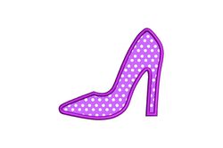 high heel applique embroidery design - instant download